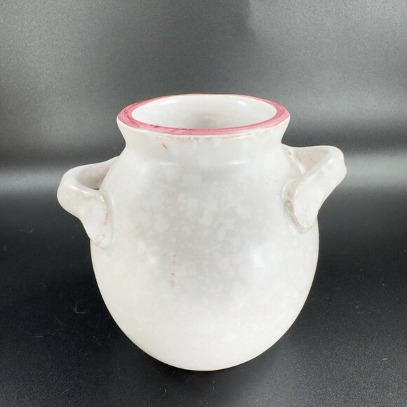 Vintage Italian Art Pottery Round Vase Vessel Carved Hand Painted Vase W Handles - Picture 12 of 12